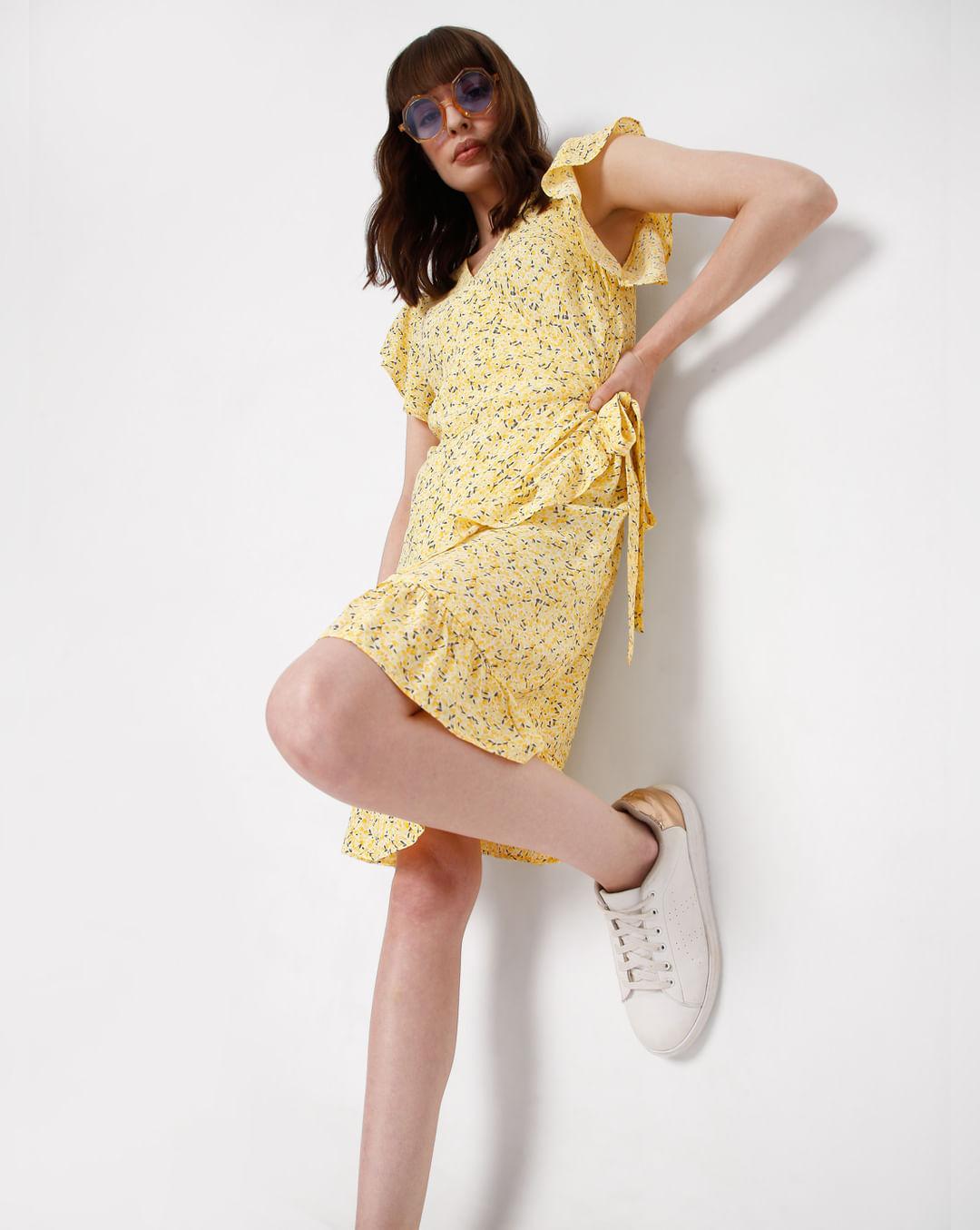 yellow floral mini dress