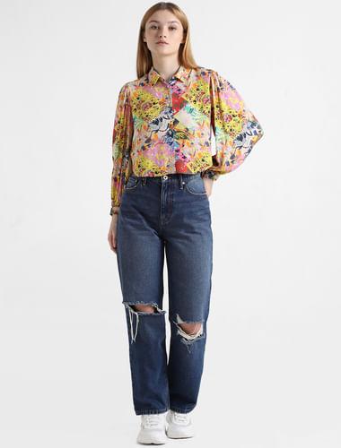 yellow floral print shirt