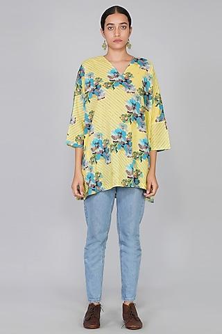 yellow floral printed top