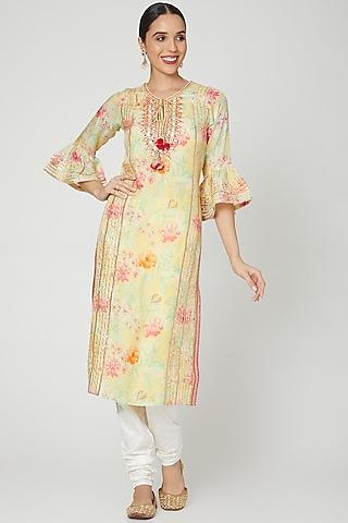 yellow floral printed tunic