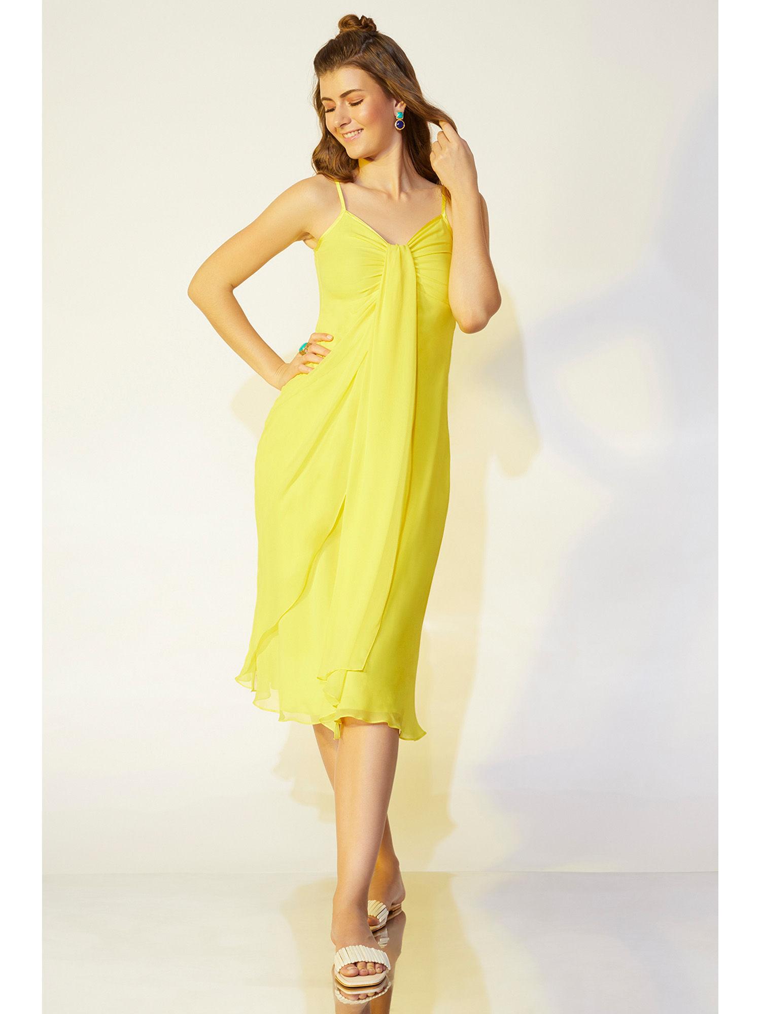 yellow gathered dress