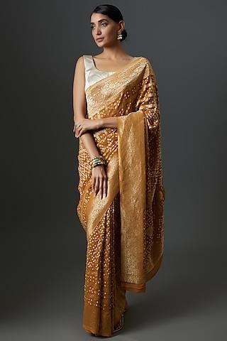 yellow georgette printed & embroidered saree