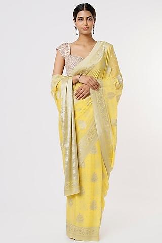 yellow georgette saree