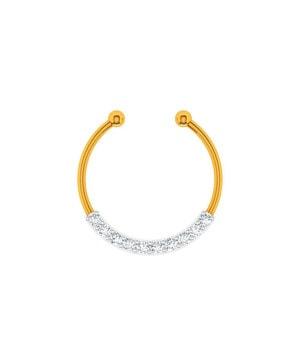 yellow gold american diamond-studded nosepin