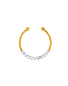 yellow gold american diamond-studded nosepin