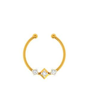 yellow gold american diamond studded nosepin