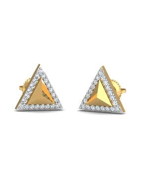 yellow gold cerrado triangle stud earrings