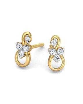 yellow gold cookoo motif stud earrings