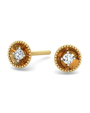 yellow gold diamond hemisphere stud earrings