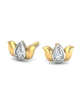 yellow gold diamond lotus stud earrings