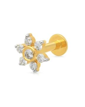 yellow gold diamond nose pin