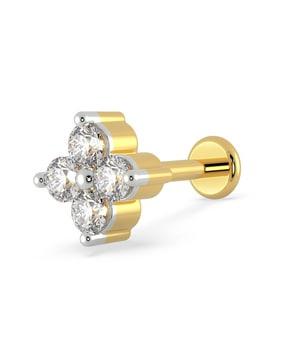 yellow gold diamond nose pin