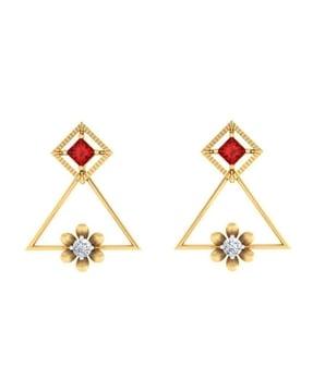 yellow gold diamond-studded drop earrings