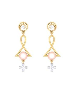 yellow gold diamond-studded drop earrings