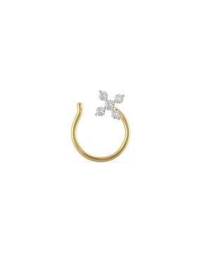 yellow gold diamond studded nosepin