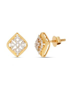 yellow gold diamond-studded stud earring