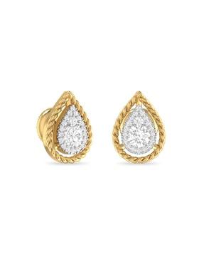 yellow gold diamond studded stud earrings