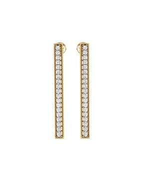 yellow gold diamond-studded twig drop earrings