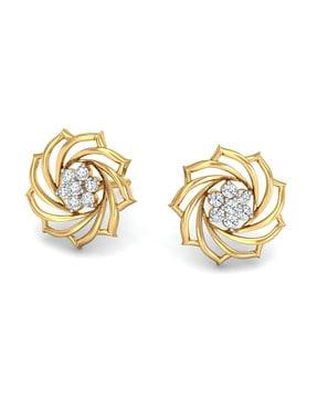 yellow gold diamond suzy motif stud earrings