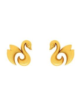 yellow gold duck-design stud earrings