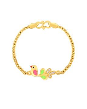 yellow gold enamel bird-design bracelet