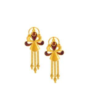 yellow gold enamel drop earrings