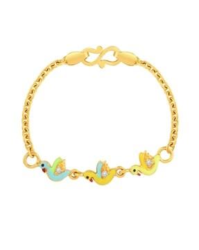 yellow gold enamel duck bracelet