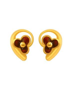 yellow gold enamel stud earrings