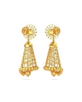 yellow gold geometric-design drop earrings