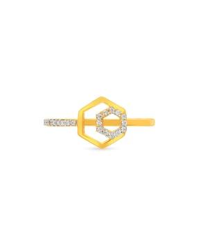 yellow gold hexogen shape ring