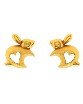 yellow gold rabbit-design stud earrings