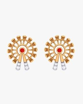yellow gold round shape stud earrings