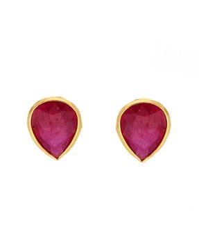 yellow gold ruby stud earrings