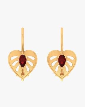 yellow gold stone-studded drop earrings
