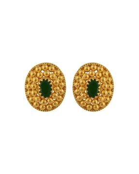yellow gold stone-studded earrings