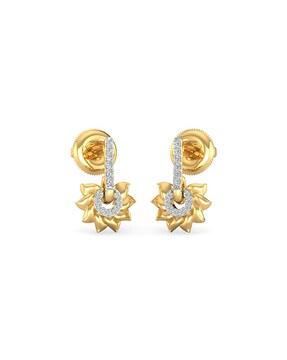 yellow gold stone-studded earrings