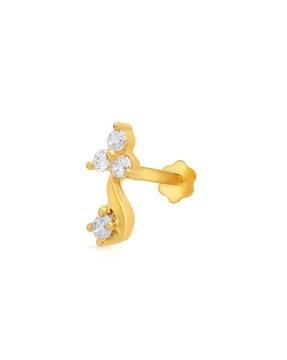 yellow gold stone-studded nose pin