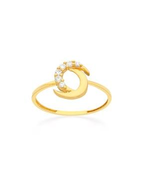 yellow gold stone studded ring