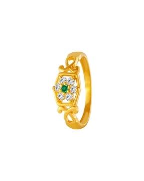 yellow gold stone-studded ring