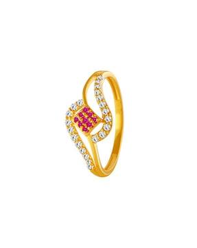 yellow gold stone-studded ring