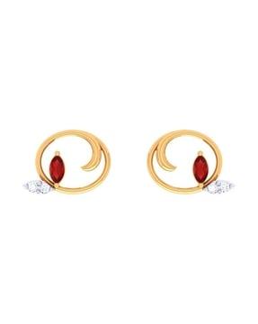 yellow gold stone-studded stud earrings