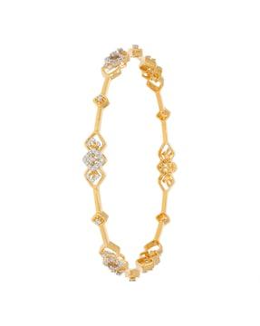 yellow gold stone-studded thin bangle