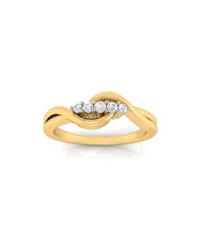 yellow gold swarovski stone-studded sapana ring