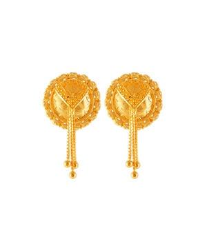 yellow gold tasseled drop earrings