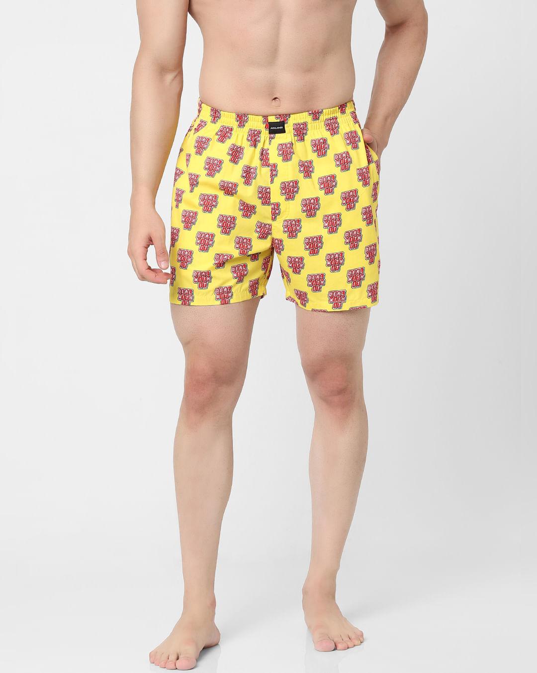 yellow graphic print boxers