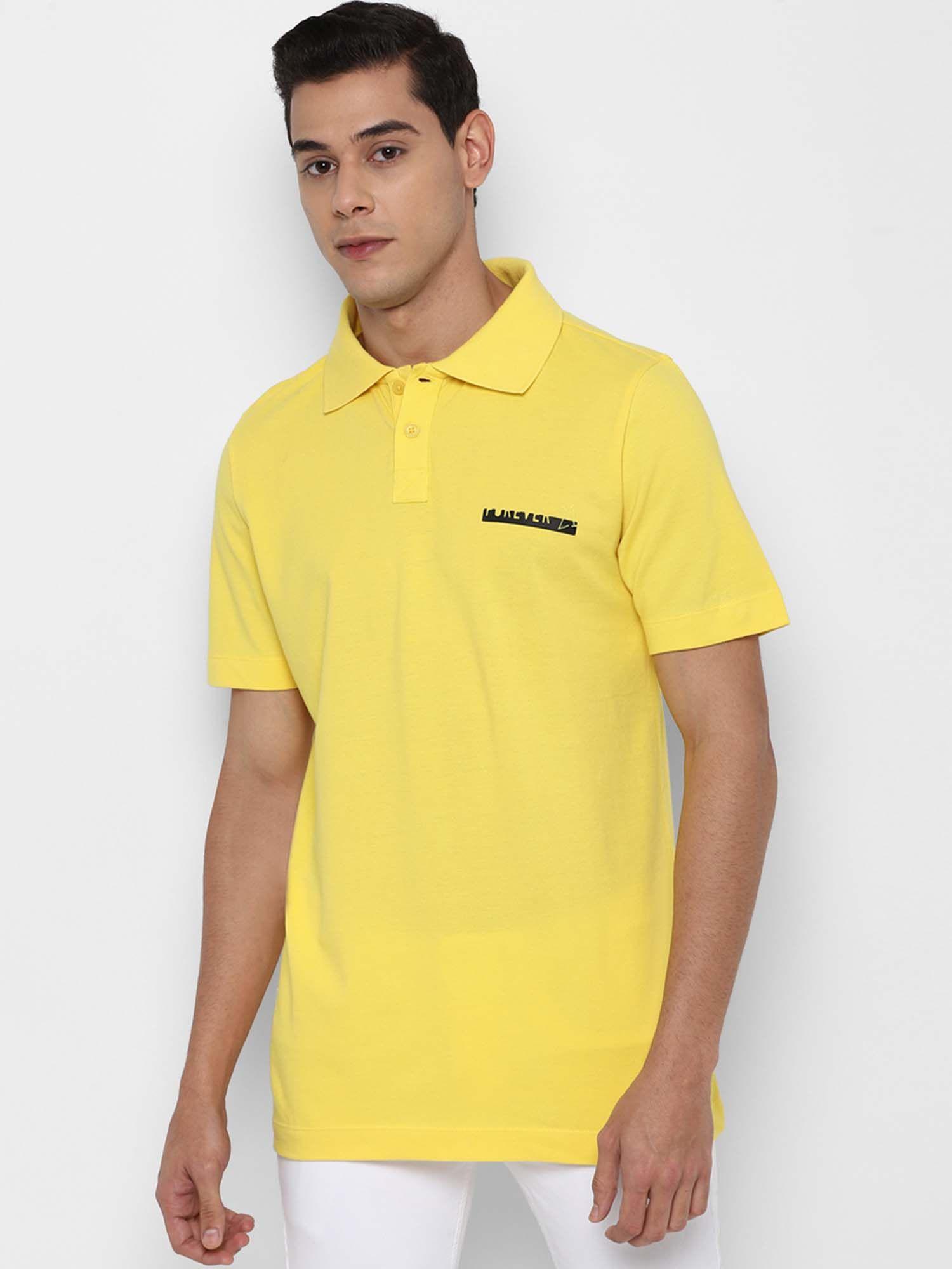 yellow graphic print polo t-shirt