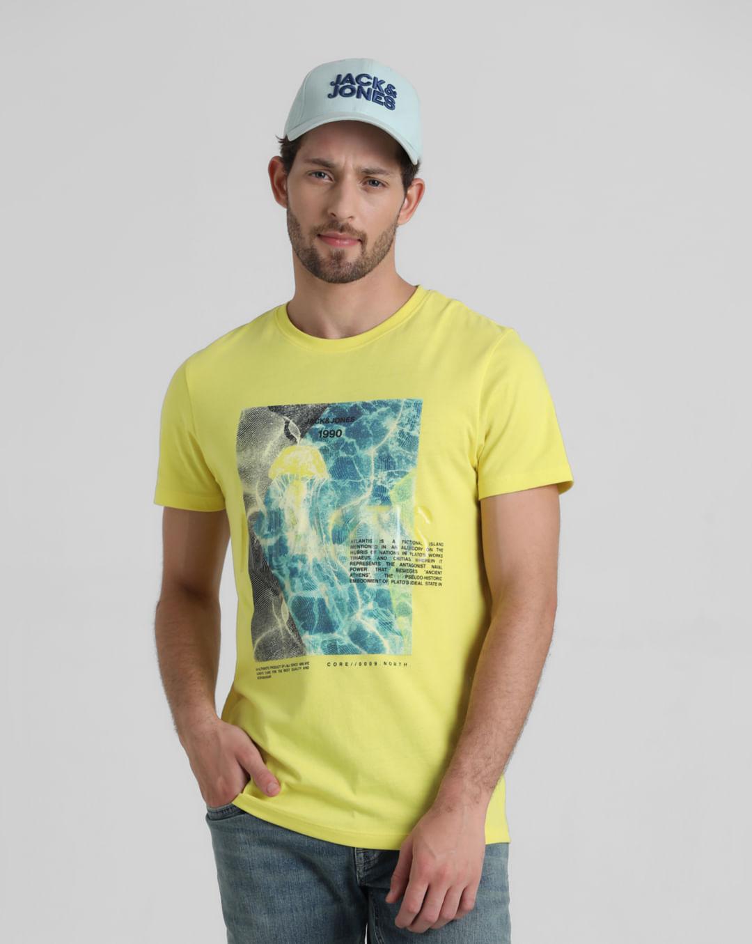 yellow graphic print t-shirt