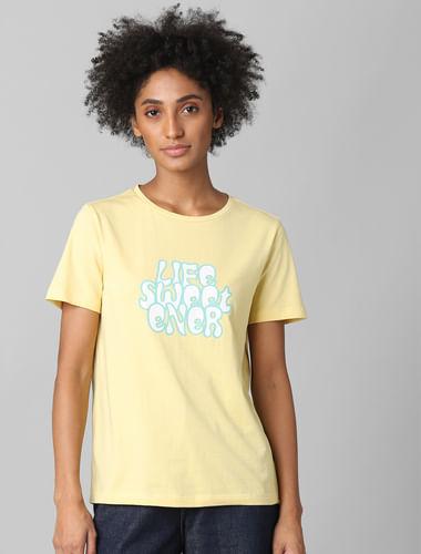yellow graphic print t-shirt