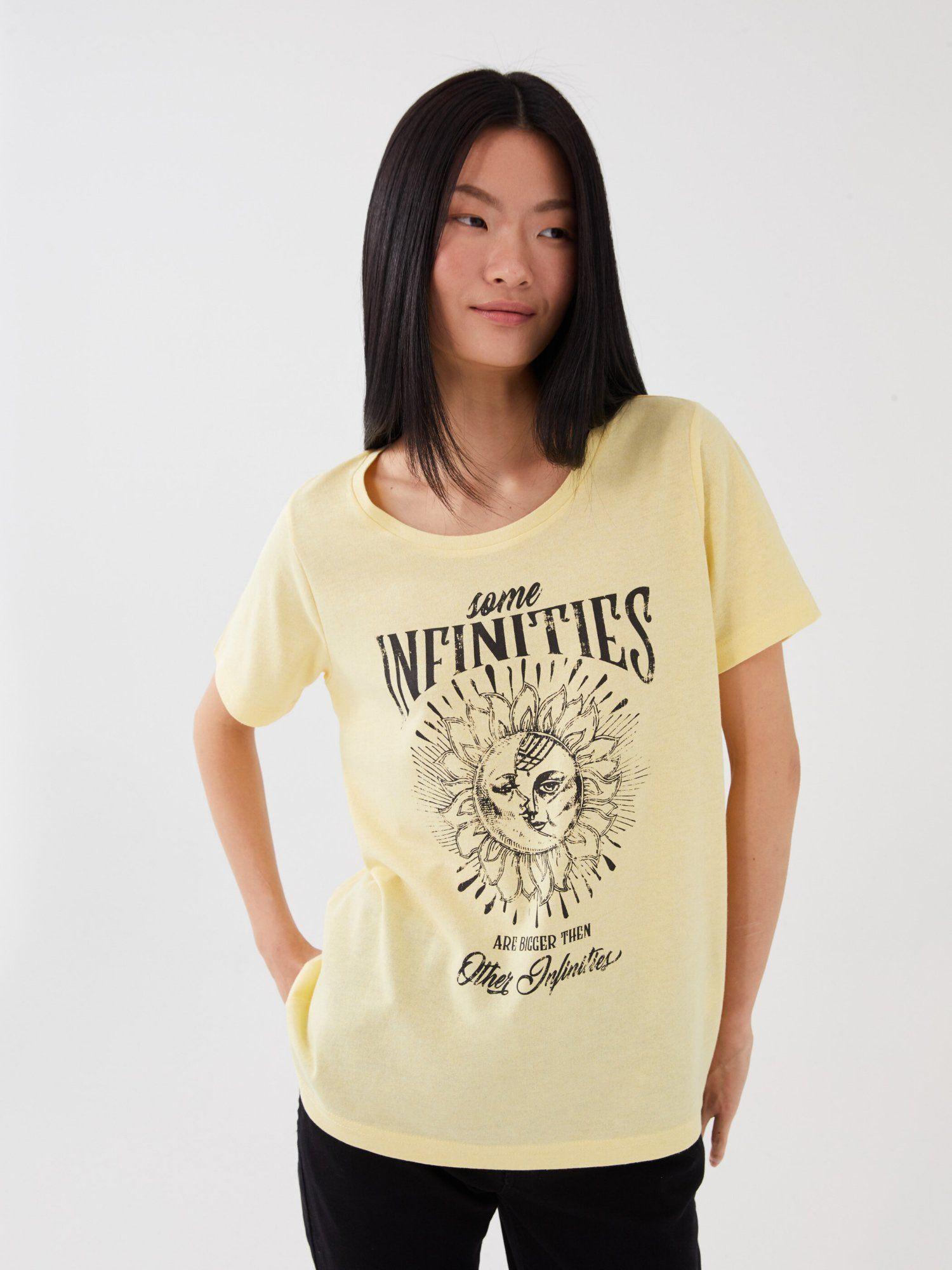 yellow graphic printed t-shirt