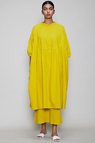 yellow handwoven cotton kaftan tunic